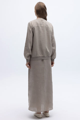 Sun Buttoned Dress Jacket Linen Set