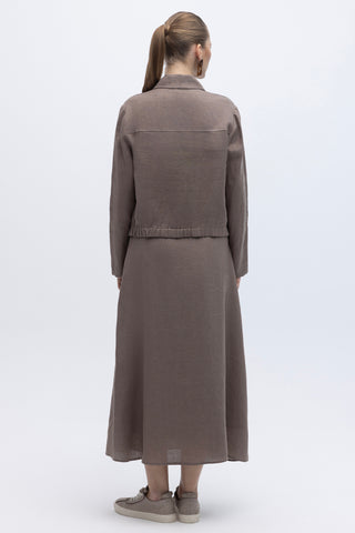 Zip-Up Short Linen Jacket Mink