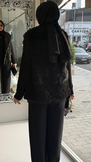 Kürklü Yelek Siyah