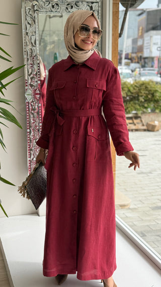 Kemerli Elbise Cherry