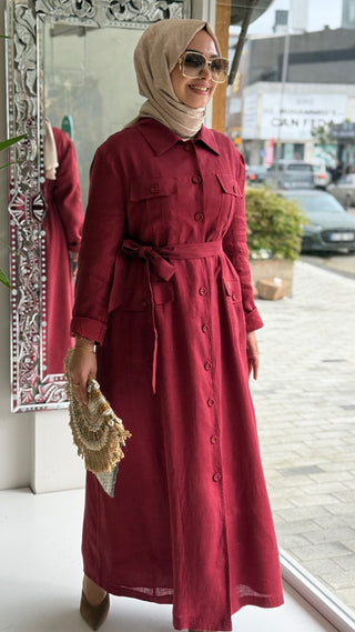 Kemerli Elbise Cherry